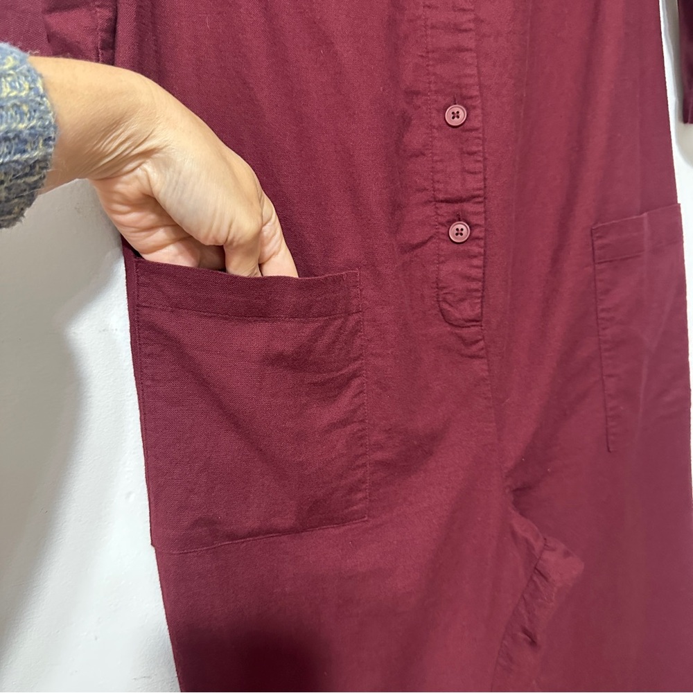 The Nines by HATCH 3/4 Sleeve Button-Front‎ Maternity Jumpsuit Wine Red Sz Small - Picture 5 of 12
